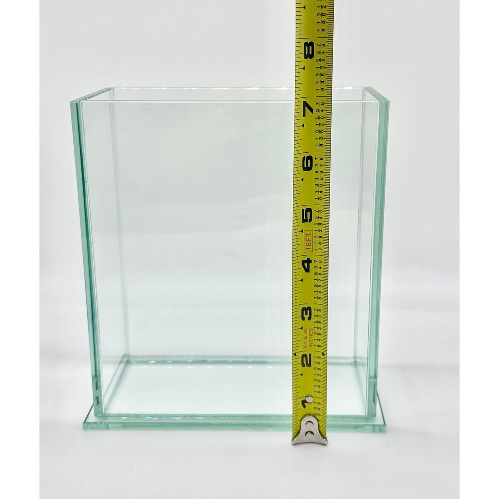 Clear Rectangular Thick Plate Glass Flower Floral Vase - Picture 6 of 8